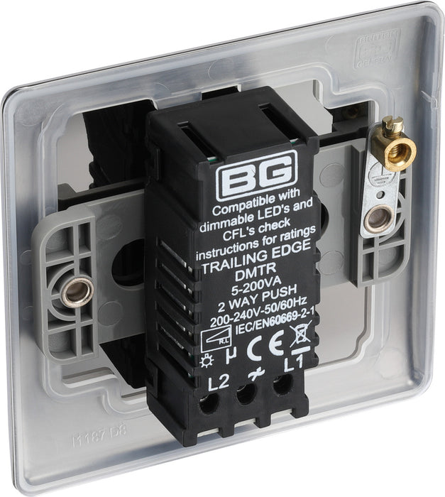 BG NBI81 Nexus Metal 2-Way Single Trailing Edge Dimmer Push On/Off - Brushed Iridium - westbasedirect.com