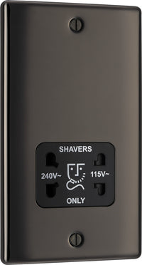 BG NBN20B Nexus Metal Dual Voltage Shaver Socket - Black Nickel