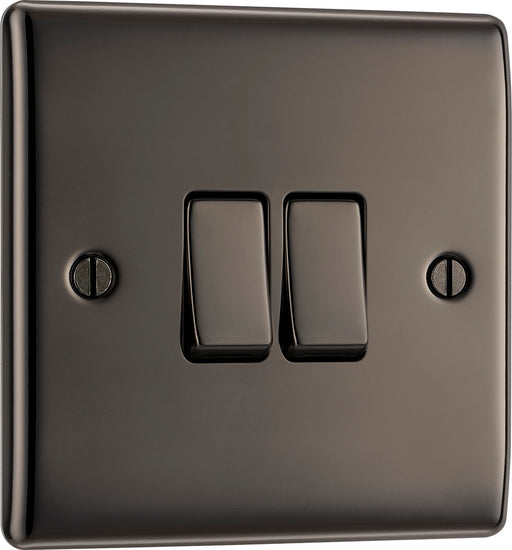 BG NBN42 Nexus Metal Double Light Switch 10A - Black Nickel - westbasedirect.com