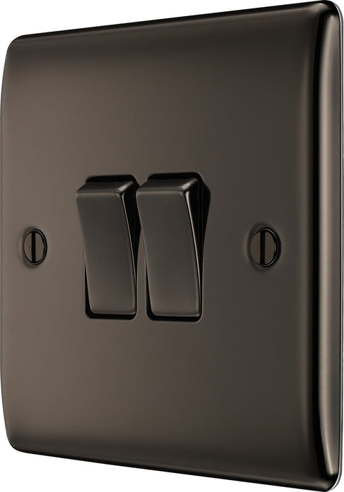 BG NBN42 Nexus Metal Double Light Switch 10A - Black Nickel (10 Pack) - westbasedirect.com