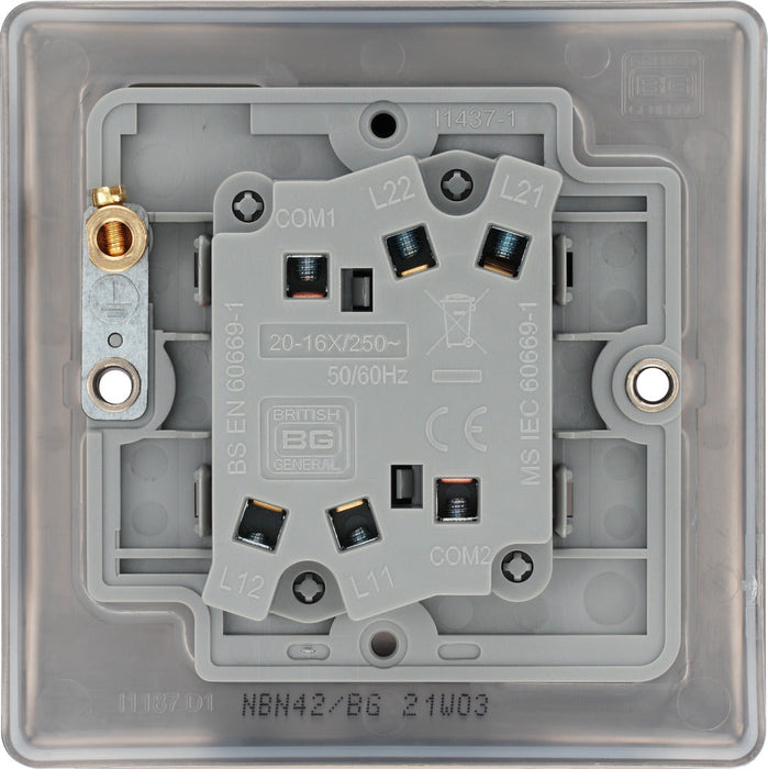 BG NBN42 Nexus Metal Double Light Switch 10A - Black Nickel (10 Pack) - westbasedirect.com