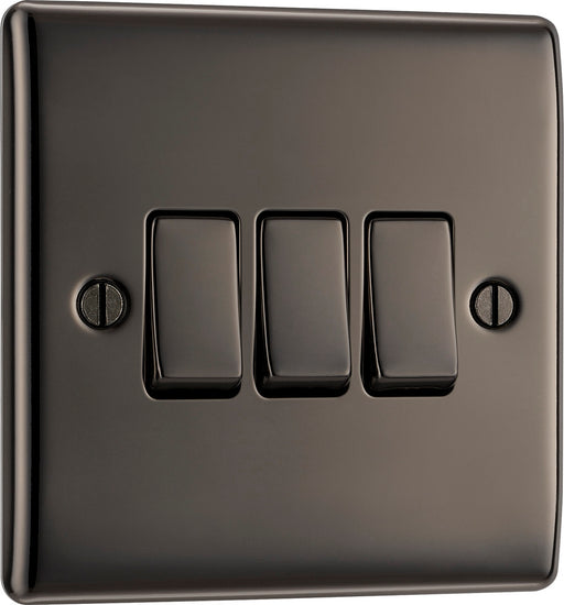 BG NBN43 Nexus Metal Triple Light Switch 10A - Black Nickel - westbasedirect.com
