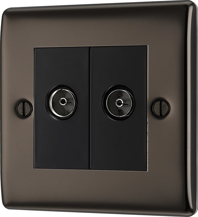 BG NBN61 Nexus Metal Double TV Aerial Socket - Black Nickel - westbasedirect.com