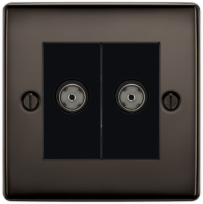 BG NBN63 Nexus Metal Isolated Double TV Aerial Socket - Black Nickel - westbasedirect.com