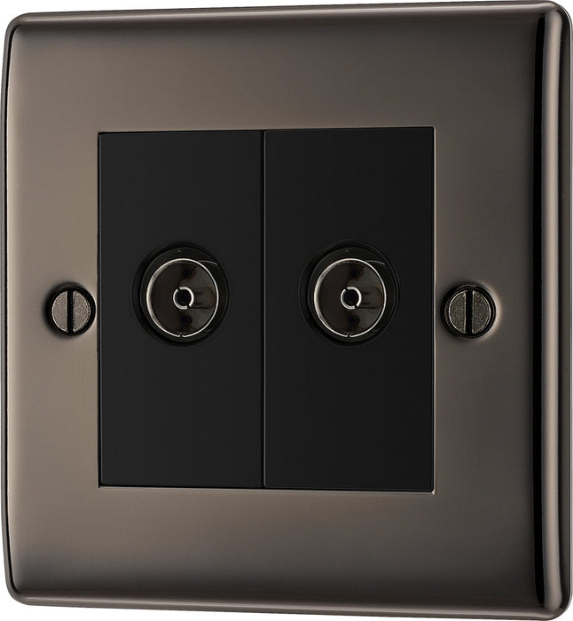 BG NBN63 Nexus Metal Isolated Double TV Aerial Socket - Black Nickel - westbasedirect.com