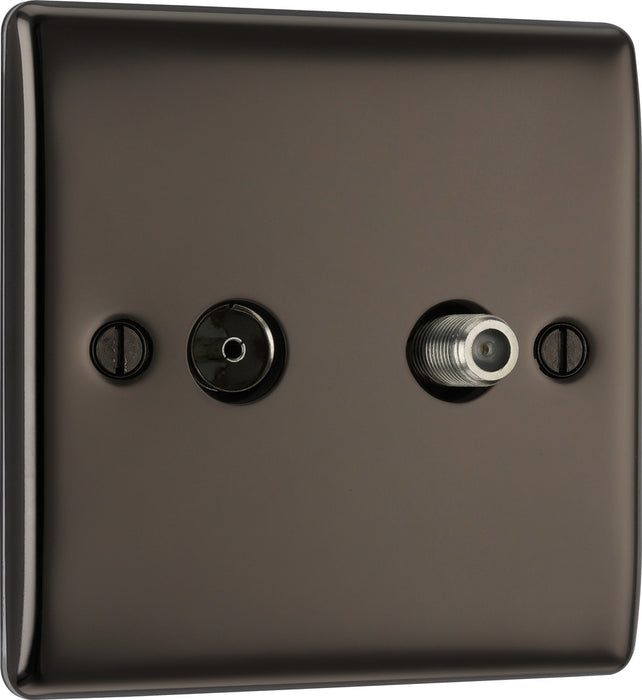 BG NBN65 Nexus Metal 2 Gang Satellite & Co-axial Socket - Black Nickel - westbasedirect.com