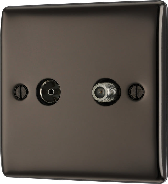 BG NBN65 Nexus Metal 2 Gang Satellite & Co-axial Socket - Black Nickel - westbasedirect.com