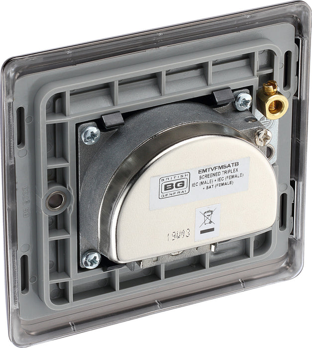 BG NBN67 Nexus Metal Triplex TV/FM/Sat Socket - Black Nickel - westbasedirect.com