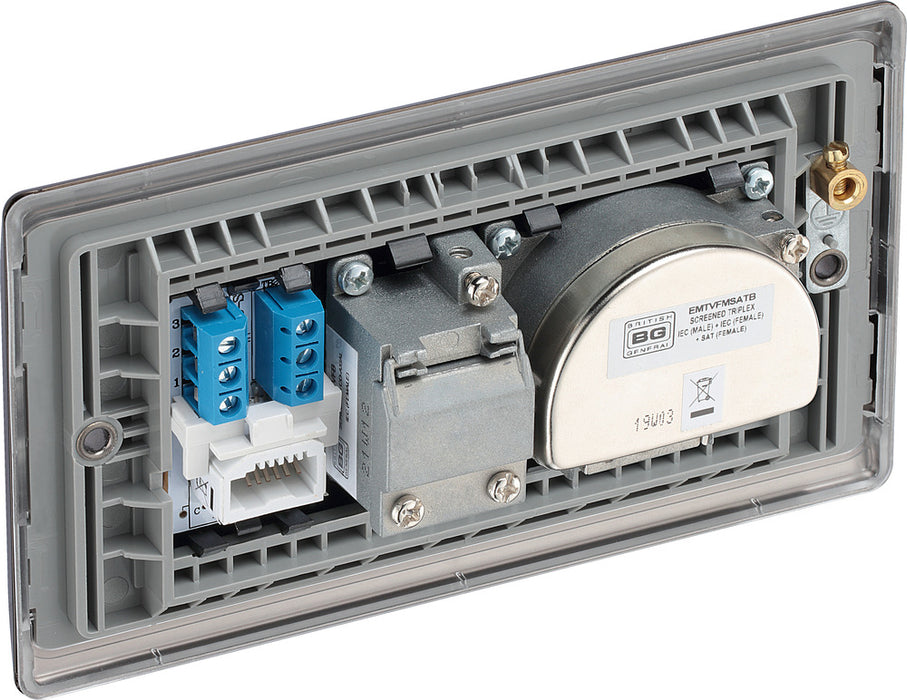 BG NBN68 Nexus Metal Triplex TV/FM/Sat Socket + Return & Tel. - Black Insert - Black Nickel - westbasedirect.com