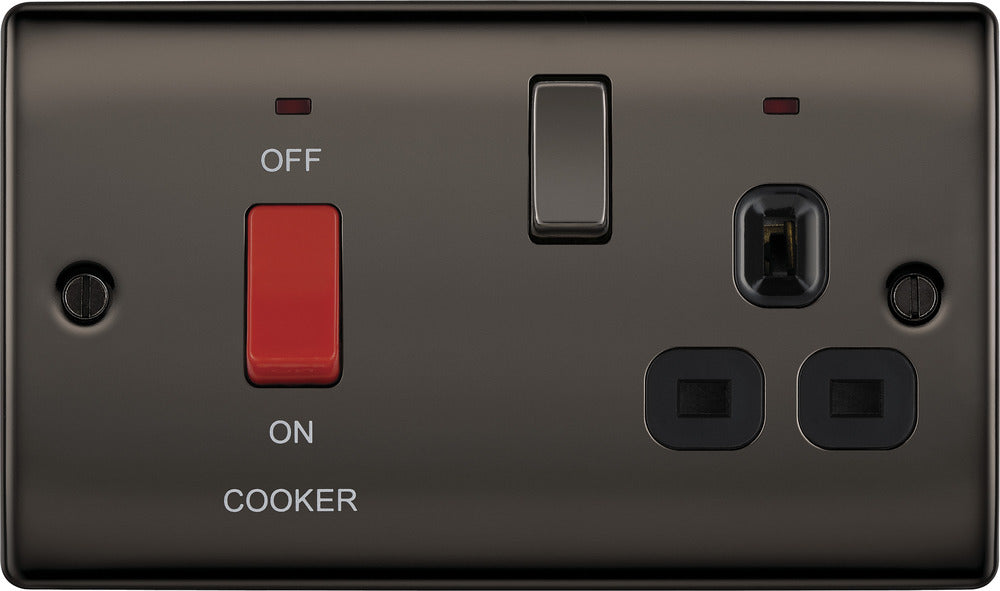 BG NBN70B Nexus Metal DP Cooker Unit + Socket & Neon - Black Insert - Black Nickel - westbasedirect.com