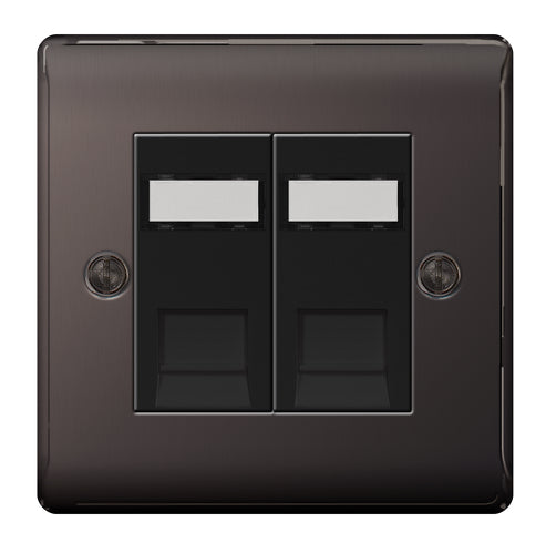 BG NBNRJ452 Nexus Metal RJ45 Double Data Outlet Socket - Black Nickel - westbasedirect.com