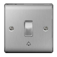 BG NBS14 Nexus Metal Single Bell Push Switch 10A - Brushed Steel