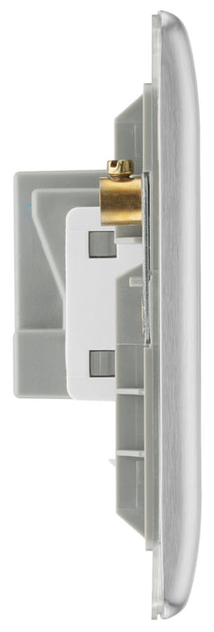 BG NBS24W Nexus Metal 2G 13A Unswitched Socket - White Insert - Brushed Steel - westbasedirect.com