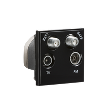 Knightsbridge NETQDBK Quadplex SAT1/2 +TV +FM +DAB Outlet 50x50mm - Black