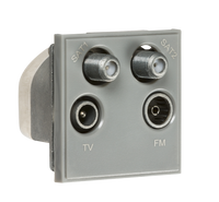 Knightsbridge NETQDGY Quadplex SAT1/2 +TV +FM +DAB Outlet 50x50mm - Grey