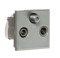 Knightsbridge NETTRIGY Triplex TV/FM DAB/SAT TV Outlet Module 50x50mm - Grey