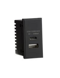 Knightsbridge NETUSBCBK Dual USB Charger (3.1A) Module 25x50mm - Black