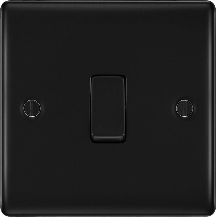 BG NFB12 Nexus Metal Single Light Switch 10A - Matt Black + Black Rocker (5 Pack) - westbasedirect.com