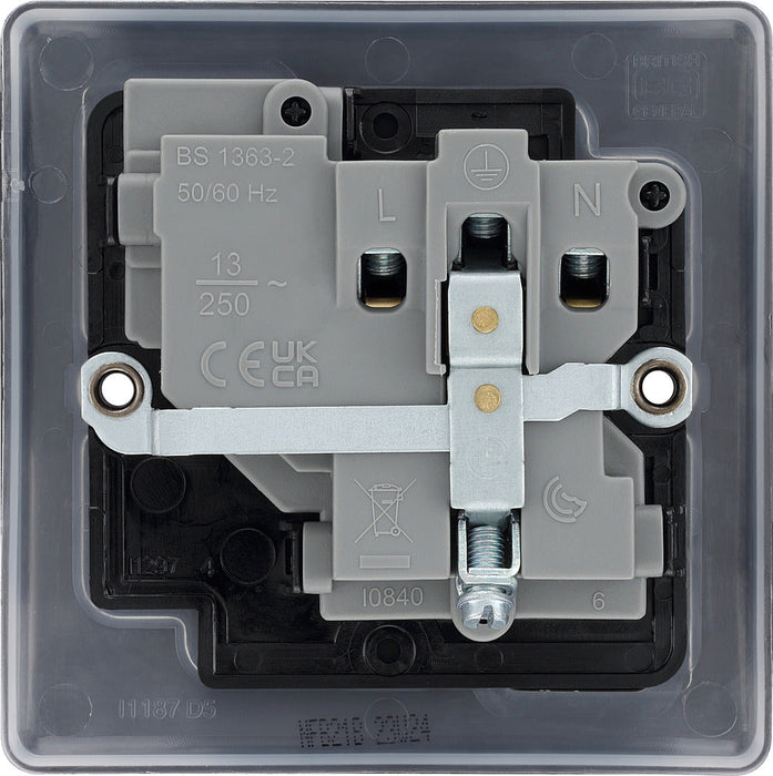 BG NFB21B Nexus Metal Single Socket 13A  - Black Insert - Matt Black + Black Rocker (5 Pack) - westbasedirect.com