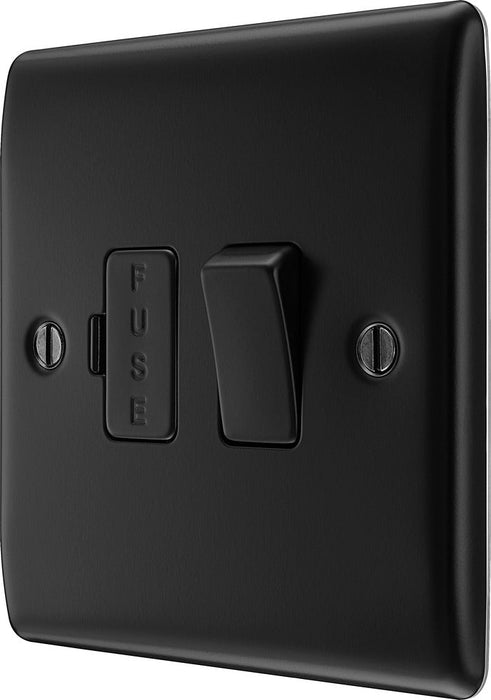 BG NFB50 Nexus Metal Switched Spur 13A - Matt Black + Black Rocker (5 Pack) - westbasedirect.com
