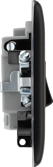 BG NFB50 Nexus Metal Switched Spur 13A - Matt Black + Black Rocker (5 Pack) - westbasedirect.com