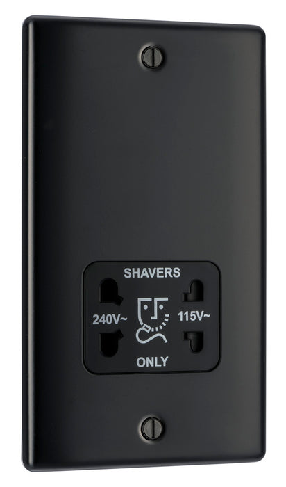 BG NMB20B Nexus Metal Dual Voltage Shaver Socket/Black - Matt Black - westbasedirect.com
