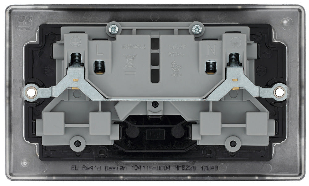BG NMB22B Nexus Metal Double Socket 13A - Black Insert - Matt Black - westbasedirect.com
