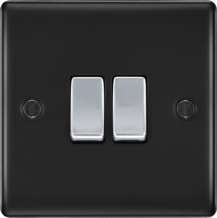 BG NMB42 Nexus Metal Double Light Switch 10A - Matt Black - westbasedirect.com