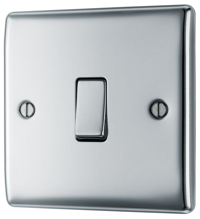 BG NPC12 Nexus Metal Single Light Switch 10A - Polished Chrome (5 Pack) - westbasedirect.com