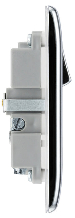 BG NPC21U2W Nexus Metal Single Socket + 2x USB - White Insert - Polished Chrome - westbasedirect.com