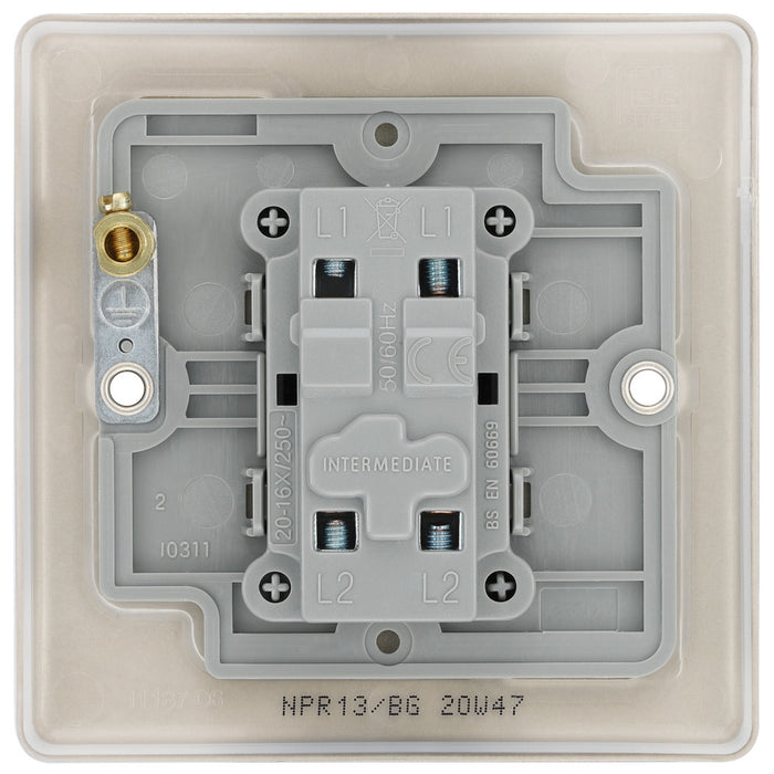 BG NPR13 Nexus Metal Intermediate Light Switch 10A - Pearl Nickel - westbasedirect.com