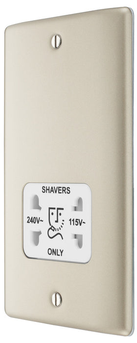 BG NPR20W Nexus Metal Dual Voltage Shaver Socket/White - Pearl Nickel - westbasedirect.com