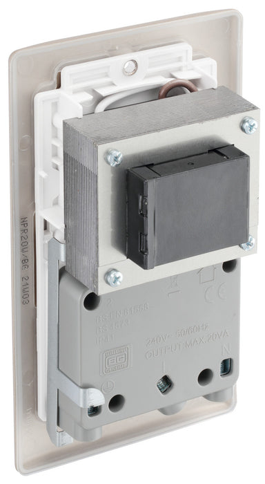 BG NPR20W Nexus Metal Dual Voltage Shaver Socket/White - Pearl Nickel - westbasedirect.com