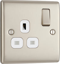 BG NPR21W Nexus Metal Single Socket 13A /White Insert - Pearl Nickel