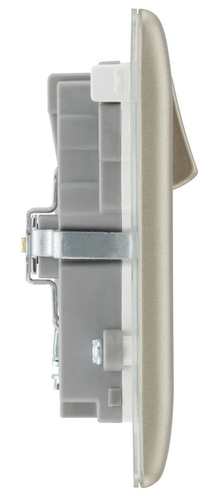 BG NPR22U3W Nexus Metal Double Socket + 2x USB /White Insert - Pearl Nickel - westbasedirect.com