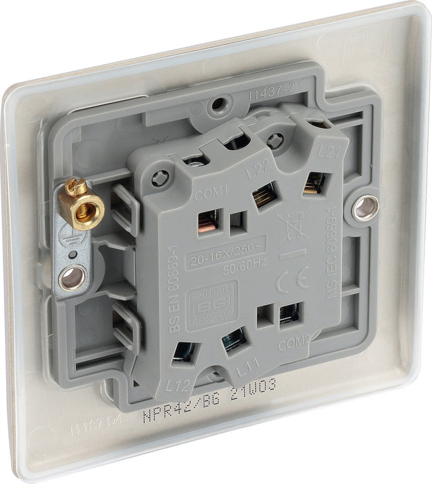 BG NPR42 Nexus Metal Double Light Switch 10A - Pearl Nickel - westbasedirect.com