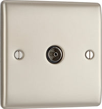 BG NPR60 Nexus Metal TV Aerial Socket - Pearl Nickel