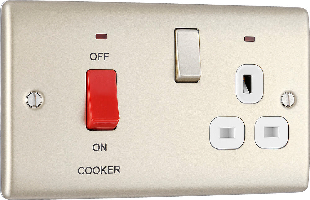 BG NPR70W Nexus Metal DP Cooker +Socket+Neon /White - Pearl Nickel - westbasedirect.com