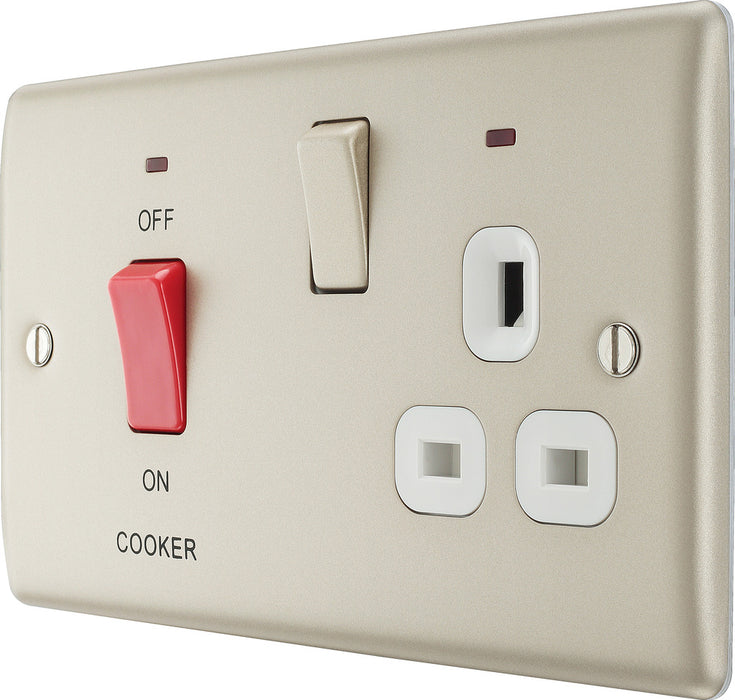 BG NPR70W Nexus Metal DP Cooker +Socket+Neon /White - Pearl Nickel - westbasedirect.com
