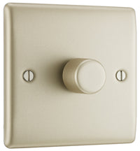 BG NPR81 Nexus Metal 2-Way Single Trailing Edge Dimmer Push On/Off - Pearl Nickel