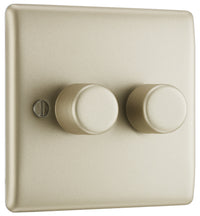 BG NPR82 Nexus Metal 2-Way Double Trailing Edge Dimmer Push On/Off - Pearl Nickel