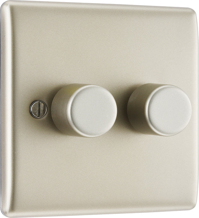 BG NPR82P Nexus Metal 2-Way Double Leading Edge Dimmer Push On/Off - Pearl Nickel - westbasedirect.com