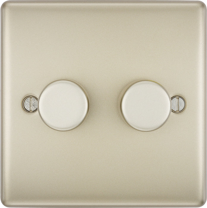 BG NPR82P Nexus Metal 2-Way Double Leading Edge Dimmer Push On/Off - Pearl Nickel - westbasedirect.com