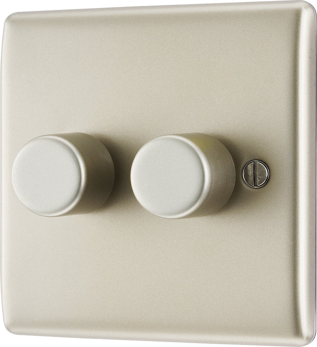 BG NPR82P Nexus Metal 2-Way Double Leading Edge Dimmer Push On/Off - Pearl Nickel - westbasedirect.com