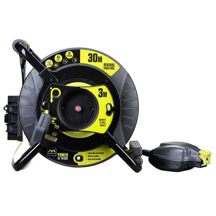 Masterplug PRO-XT 1x IP54 Socket 30+3m 13A Anti-Twist Reverse Reel - westbasedirect.com
