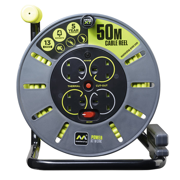 Masterplug PRO-XT 4 Socket 50m 13A LRG Open Reel - westbasedirect.com