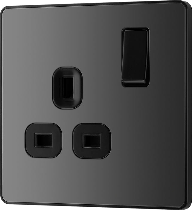 BG Evolve PCDBC21B 13A Single Switched Power Socket - Black Chrome (Black) - westbasedirect.com