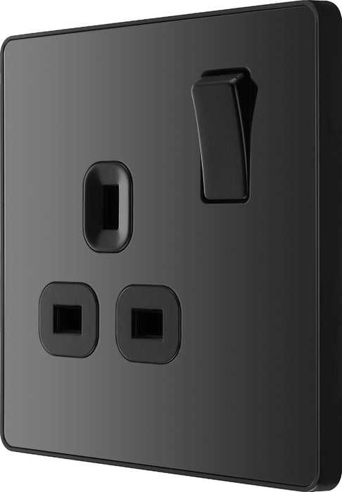 BG Evolve PCDBC21B 13A Single Switched Power Socket - Black Chrome (Black) - westbasedirect.com