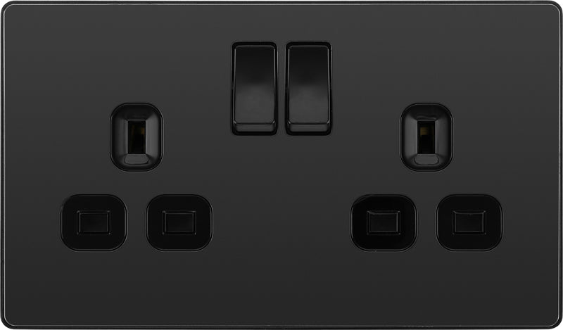 BG Evolve PCDBC22B 13A Double Switched Power Socket - Black Chrome (Black) (5 Pack) - westbasedirect.com