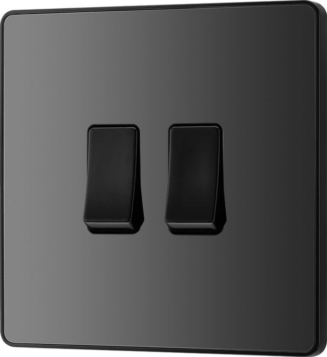 BG Evolve PCDBC42B 20A 16AX 2 Way Double Light Switch - Black Chrome (Black) - westbasedirect.com